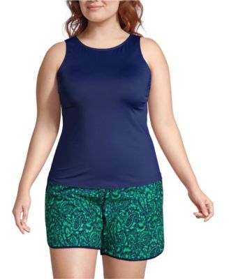 Women's Plus Size Long High Neck UPF 50 Modest Tankini Swimsuit Top