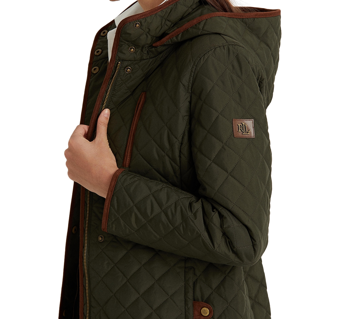 Lauren Ralph Lauren Petite Hooded Quilted Faux-Suede-Trim Coat