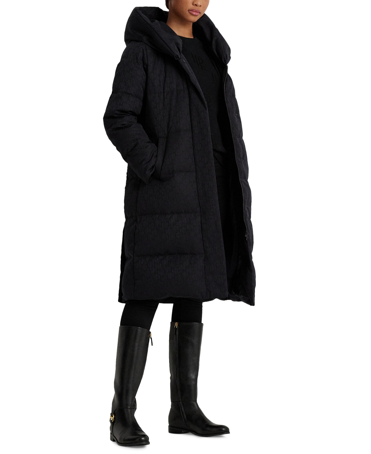 Lauren Ralph Lauren Women's Oversized-collar Hooded Puffer Coat In Black