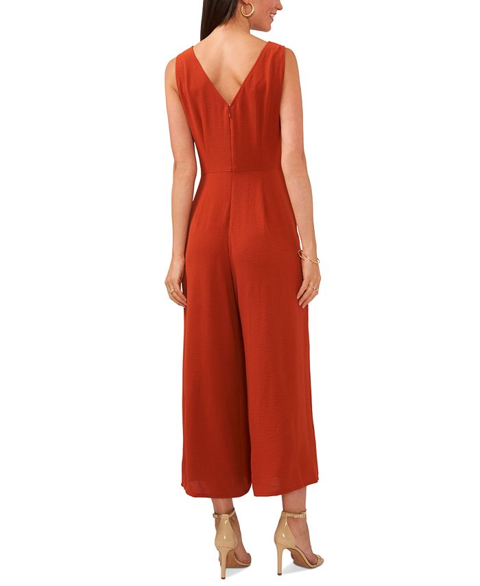 V-Neck Long Sleeve Tie Waist Jumpsuit main image 1