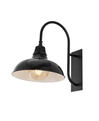 Stanley 12.25" 1-Light Farmhouse Industrial Indoor, Outdoor Iron LED Gooseneck Arm Outdoor Sconce