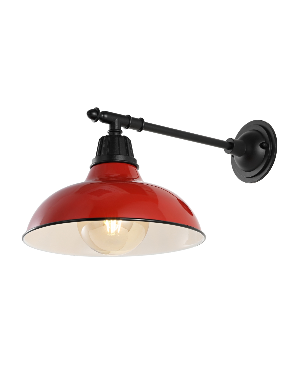 Wallace 1-Light Farmhouse Industrial Indoor, Outdoor Iron Led Victorian Arm Outdoor Sconce - White