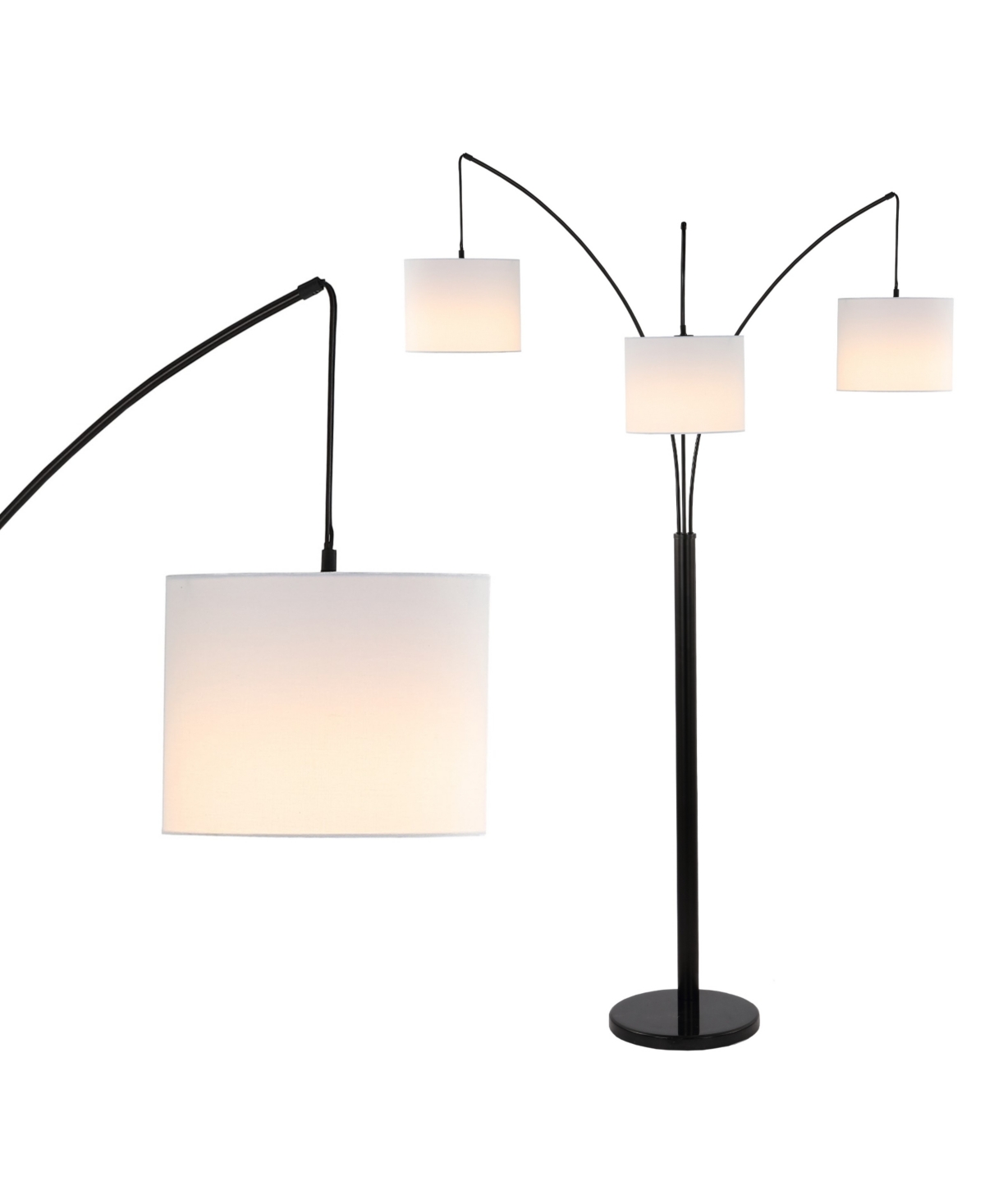 Jonathan Y Barrie 78.5" 3-light Mid-century Modern Head-adjustable Iron Led Arc Floor Lamp In Oil Rubbed Bronze