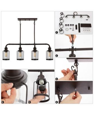 Abbott 34" 4-Light Farmhouse Industrial Iron, Glass Linear LED Pendant