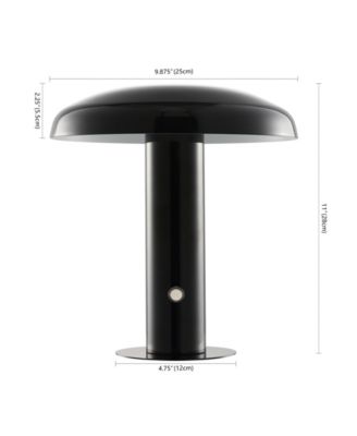 Suillius 11" Contemporary Bohemian Rechargeable, Cordless Iron Integrated LED Mushroom Table Lamp