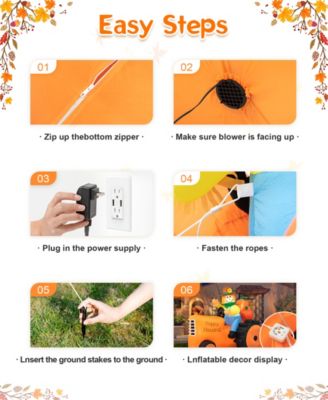 7' Fall Lighted Inflatable Tractor Decor