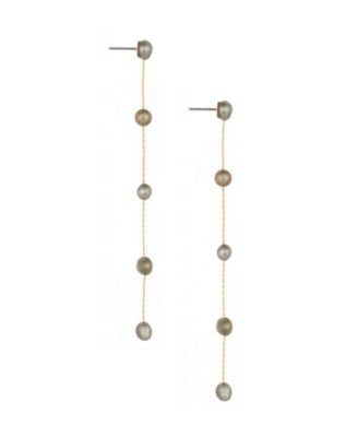 18K Gold Plated Brass Dripping in Freshwater Pearl Earrings