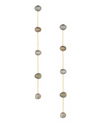 18K Gold Plated Brass Dripping in Freshwater Pearl Earrings