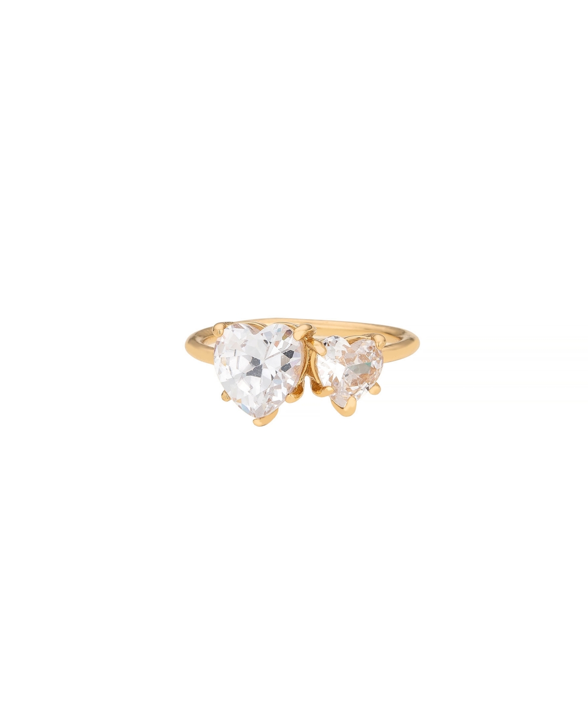 18K Gold Plated Brass Multi Heart Cubic Zirconia Ring - Yellow