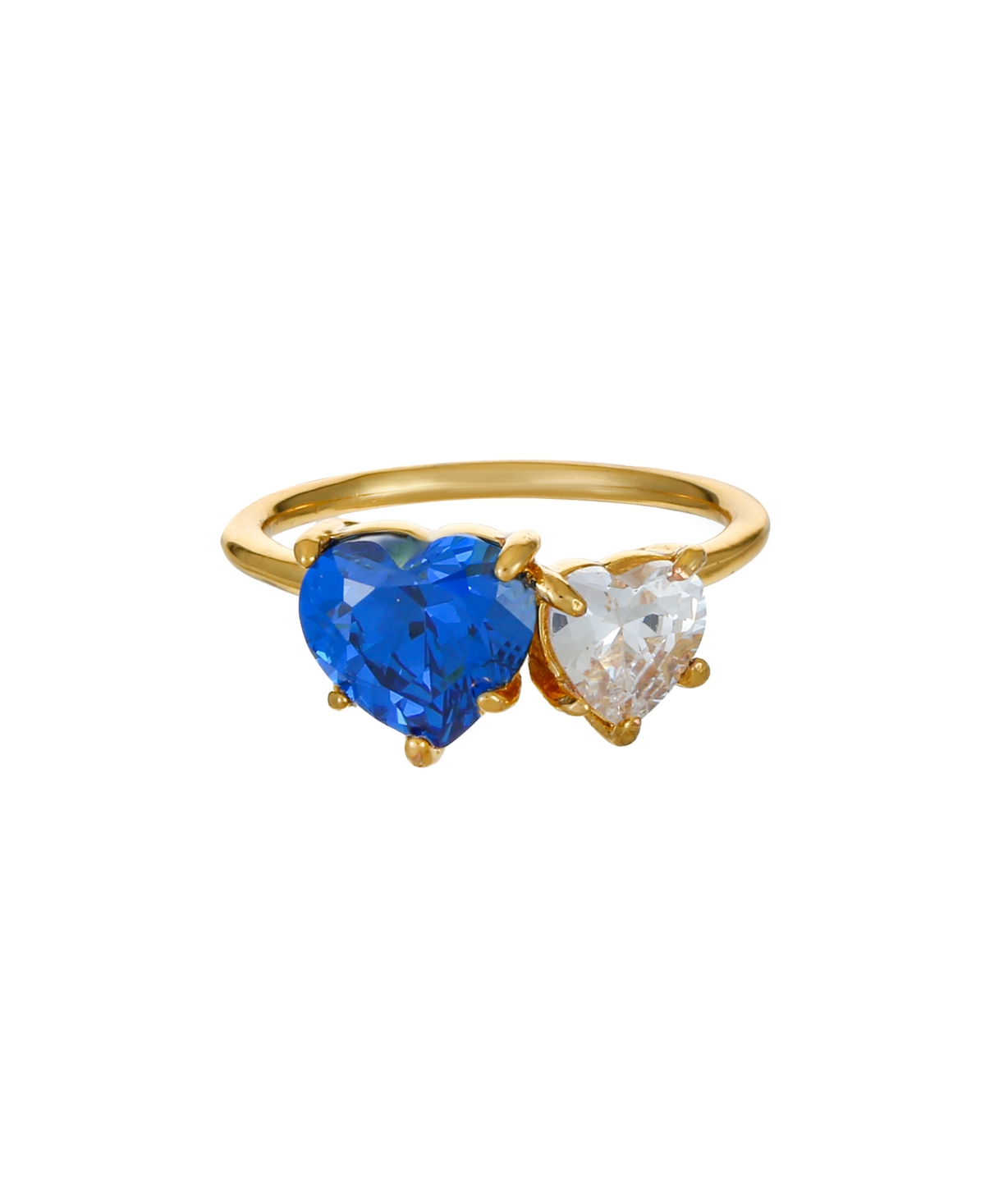 Shop Ettika 18k Gold Plated Brass Multi Heart Cubic Zirconia Ring In Sapphire
