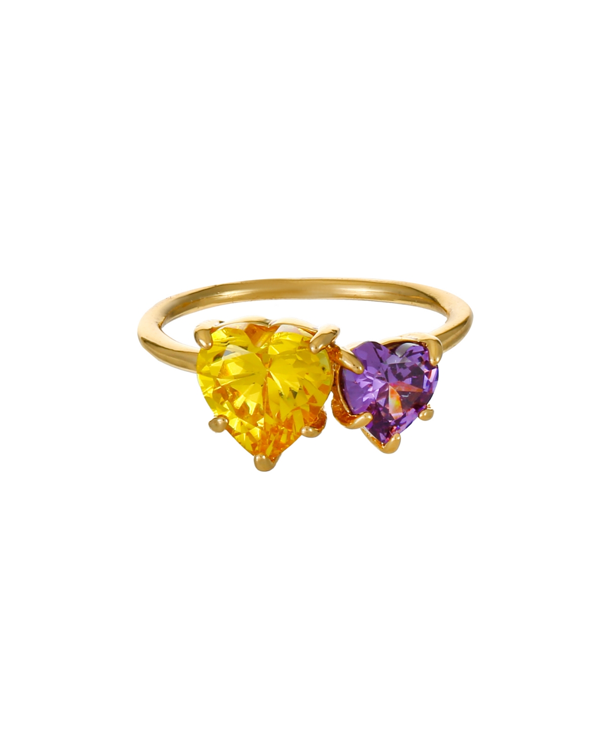 Shop Ettika 18k Gold Plated Brass Multi Heart Cubic Zirconia Ring In Yellow