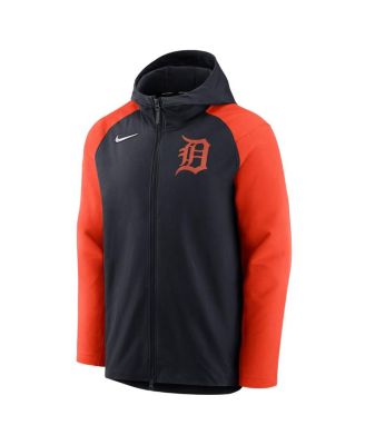 Men's Navy, Orange Detroit Tigers Authentic Collection Performance Raglan Full-Zip Hoodie