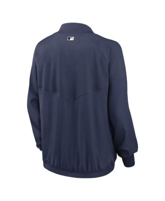 Women's Navy Milwaukee Brewers Authentic Collection Team Raglan Performance Full-Zip Jacket