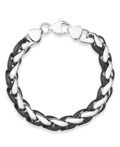 Sutton by Rhona Sutton Men's Black-Tone Stainless Steel Chunky Chan Bracelet