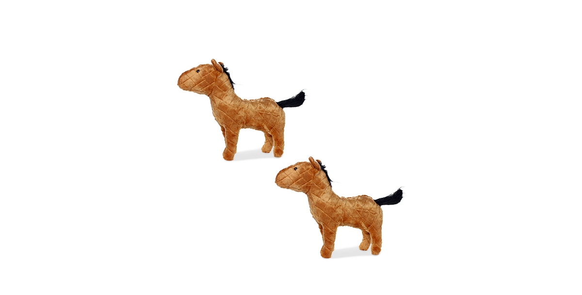 Farm Horse, 2-Pack Dog Toys - Brown