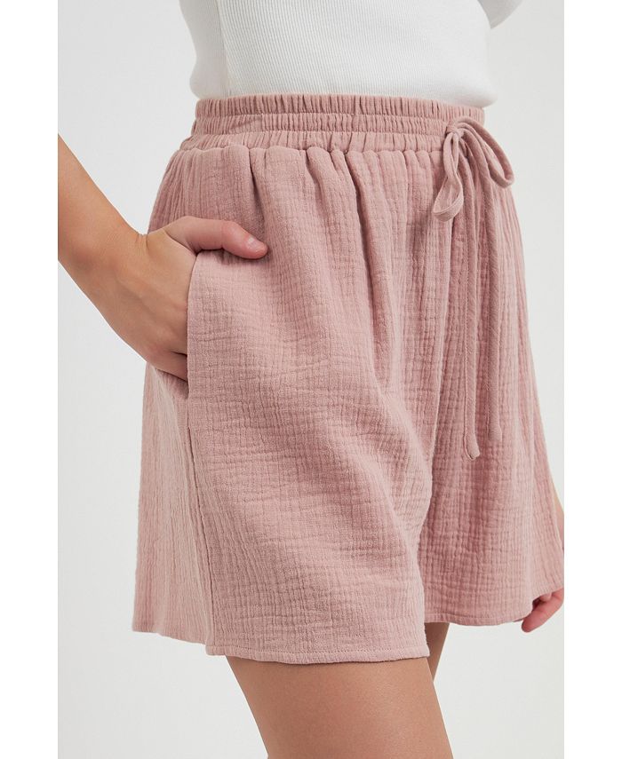 Free the Roses Women's Gauze Shorts With Thick Elastic Band And Pockets