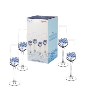 Blue Italian Champagne Flutes, Set of 4