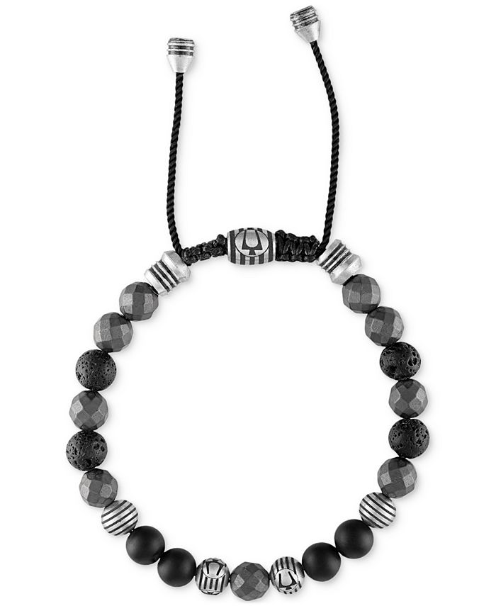 Bulova Men's Marine Star Beaded Bolo Bracelet in Stainless Steel Macy's