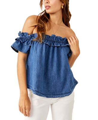 Free People - Women's Maxine Cotton Chambray Off-The-Shoulder Top
