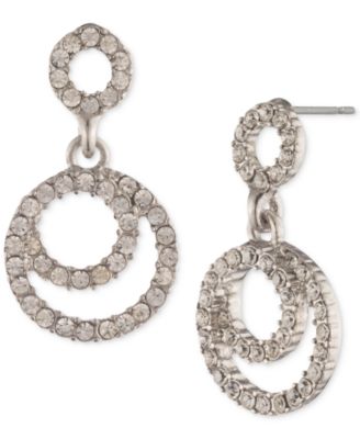 Givenchy - Silver-Tone Pav&eacute; Circle Drop Earrings