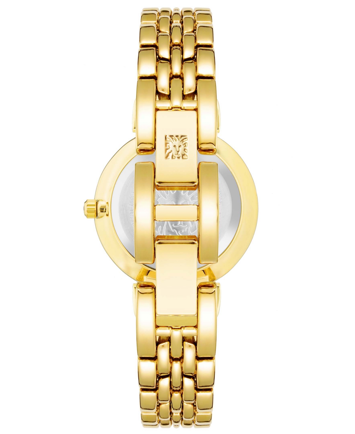 Shop Anne Klein Women's Three Hand Quartz Round Gold-tone Alloy Link Bracelet Watch, 30mm In Gold,beige