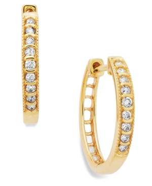 image of Diamond Small Hoop Earrings in 10k Gold (1/6 ct. t.w.) in 10k Gold