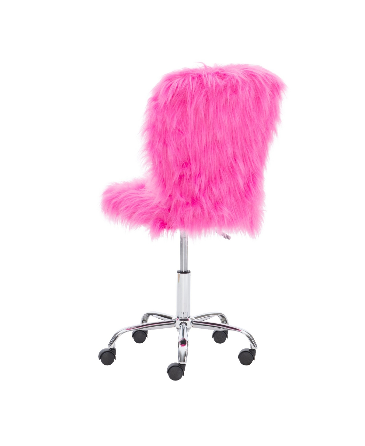Linon Home Decor Albion Armless Swivel Office Chair In Pink Faux Fur
