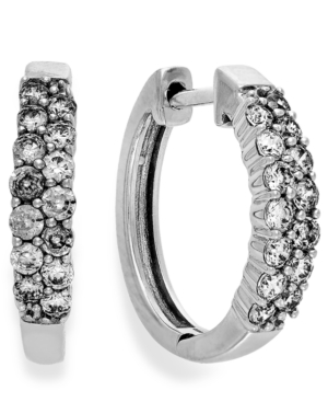 image of Diamond Two-Row Hoop Earrings in 14k White Gold (1/2 ct. t.w.)