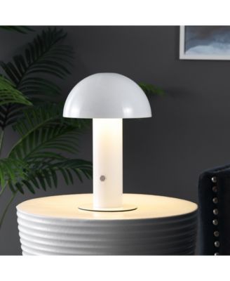 Boletus 10.75" Contemporary Bohemian Rechargeable, Cordless Iron Integrated LED Mushroom Table Lamp