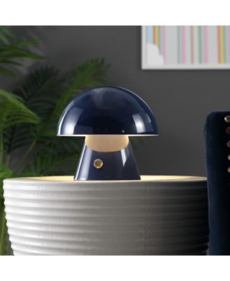 Porcini 7" Contemporary Bohemian Rechargeable, Cordless Iron Integrated LED Mushroom Table Lamp