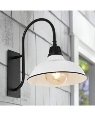 Stanley 12.25" 1-Light Farmhouse Industrial Indoor, Outdoor Iron LED Gooseneck Arm Outdoor Sconce