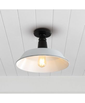 Camila 14" 1-Light Classic Industrial Indoor, Outdoor Iron LED Semi Flush Mount