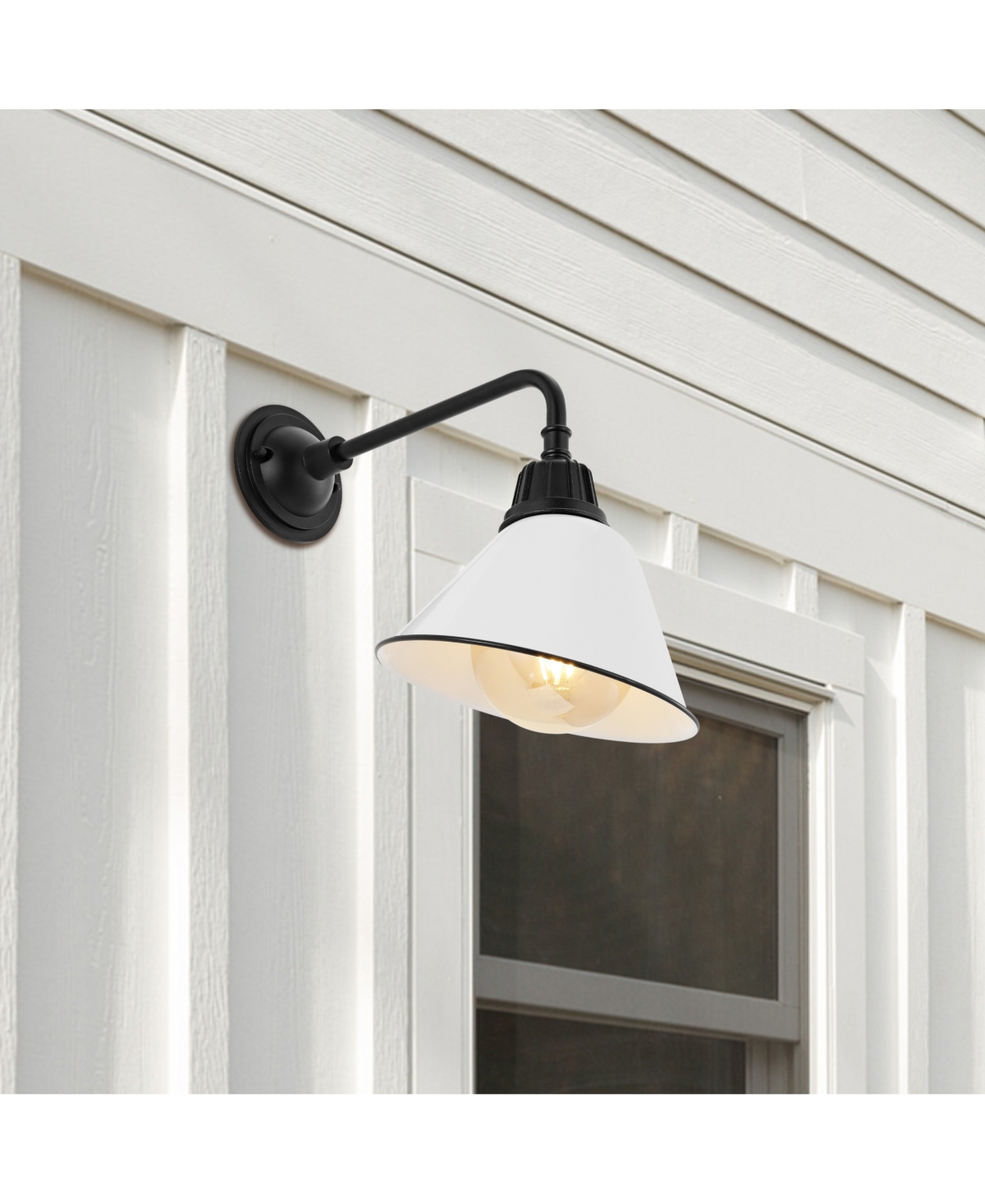 Croydon 1-Light Farmhouse Industrial Indoor, Outdoor Iron Led Gooseneck Arm Outdoor Sconce