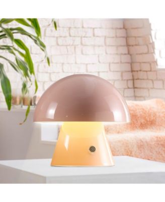 Porcini 7" Contemporary Bohemian Rechargeable, Cordless Iron Integrated LED Mushroom Table Lamp