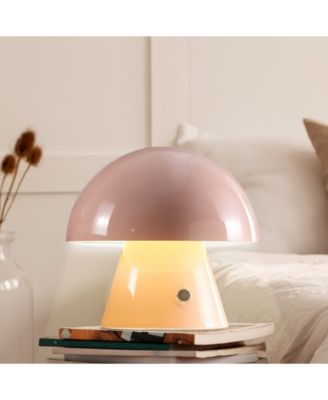 Porcini 7" Contemporary Bohemian Rechargeable, Cordless Iron Integrated LED Mushroom Table Lamp