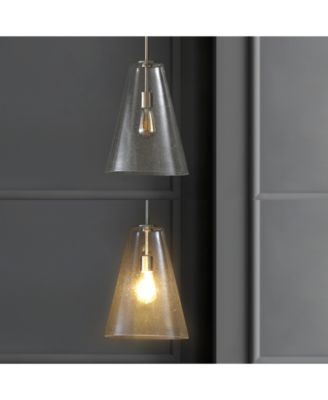 Arlo 11.5" 1-Light Mid-Century Modern Iron, Seeded Glass LED Pendant