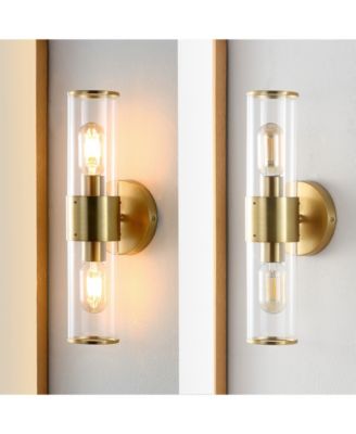 Quinn 15.5" 2-Light Mid-Century Modern Iron, Acrylic LED Sconce