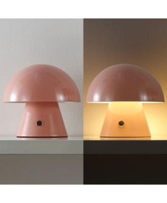 Porcini 7" Contemporary Bohemian Rechargeable, Cordless Iron Integrated LED Mushroom Table Lamp