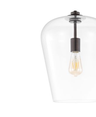 Hayes 11.25" 1-Light Industrial Farmhouse Iron, Glass LED Pendant