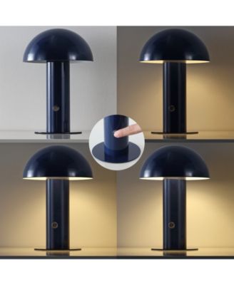 Boletus 10.75" Contemporary Bohemian Rechargeable, Cordless Iron Integrated LED Mushroom Table Lamp