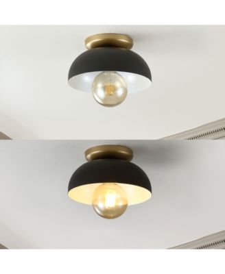 Paulina 8.5" 1-Light Classic Industrial Iron LED Flush Mount