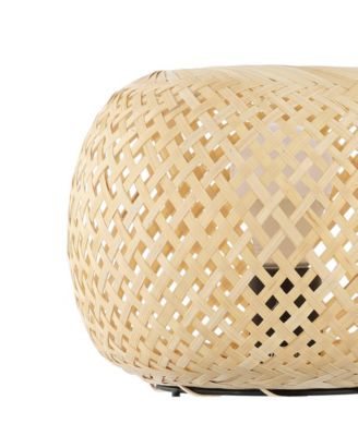 Palma 10.75" Bohemian Rustic Iron, Rattan LED Mini Table Lamp with Smart Bulb