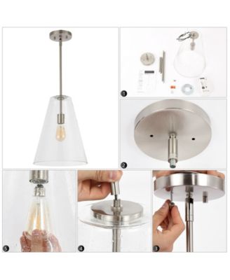 Arlo 11.5" 1-Light Mid-Century Modern Iron, Seeded Glass LED Pendant