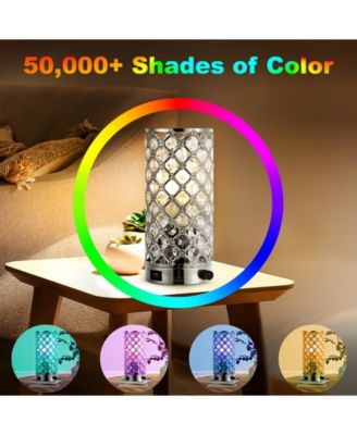 Lucie 9.5" Mid-Century Modern Iron, Acrylic LED Mini Uplight Table Lamp with USB Charging Port and Smart Bulb