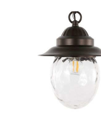 Manteo 8.25" 1-Light Farmhouse Industrial Iron, Glass Outdoor LED Pendant