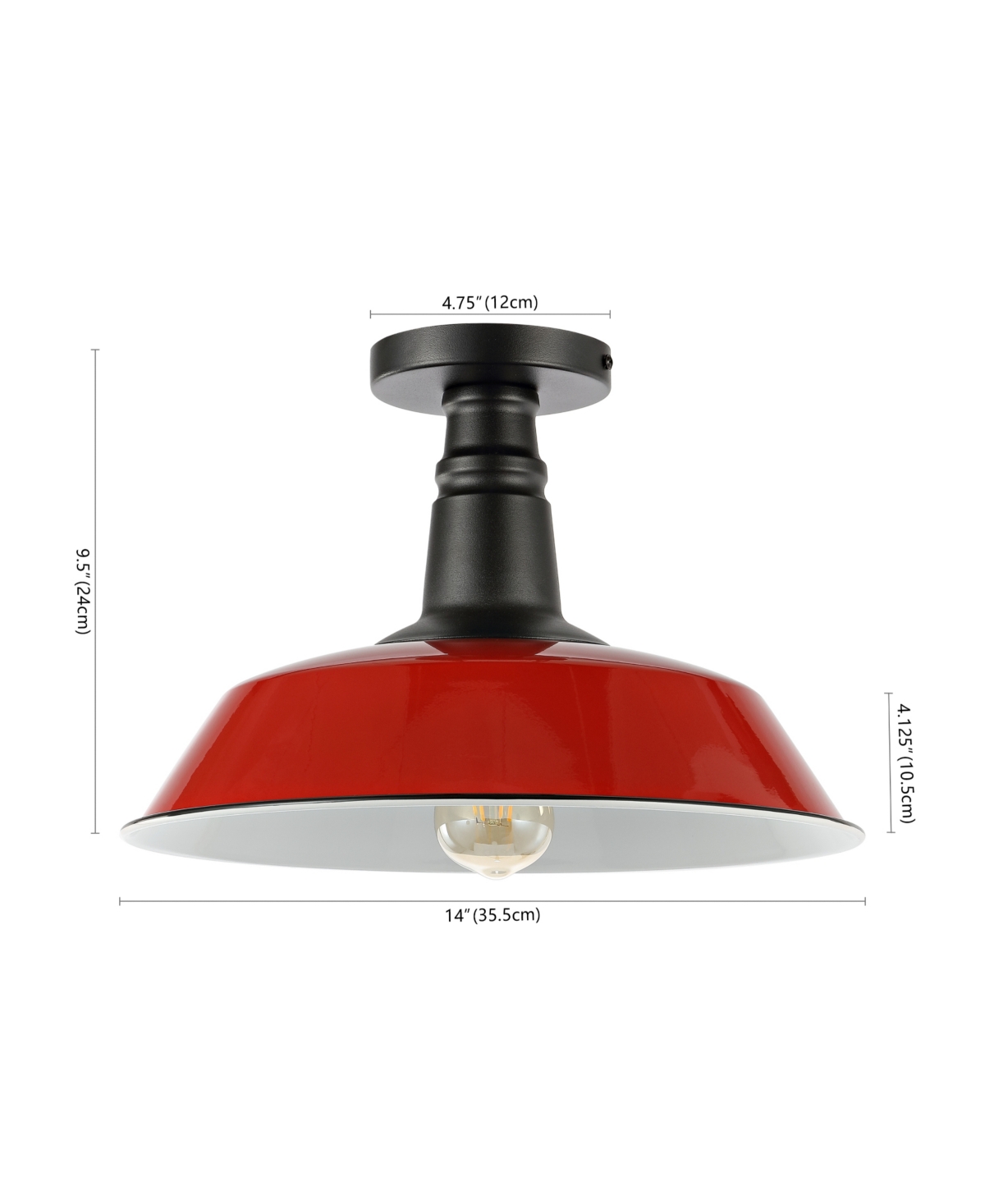 Camila 1-Light Classic Industrial Indoor, Outdoor Iron Led Semi Flush Mount - White