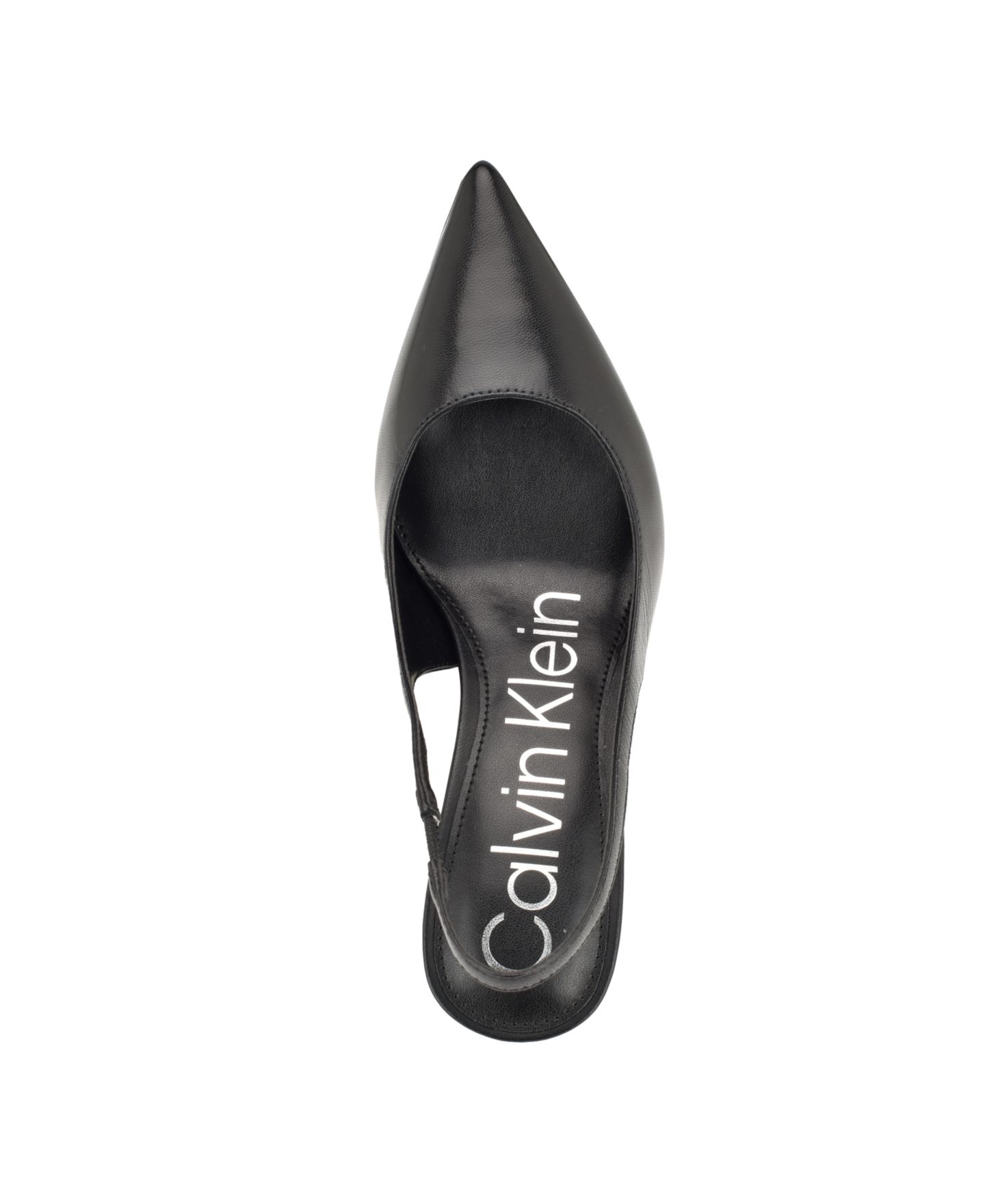 Женские туфли Calvin Klein Cinola Pointy Toe Slingback, цвет: Чёрный кожаный — фото 4