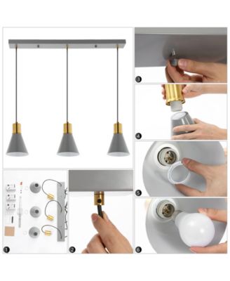 Apollo 33.5" 3-Light Mid-Century Modern Iron Adjustable Linear LED Pendant