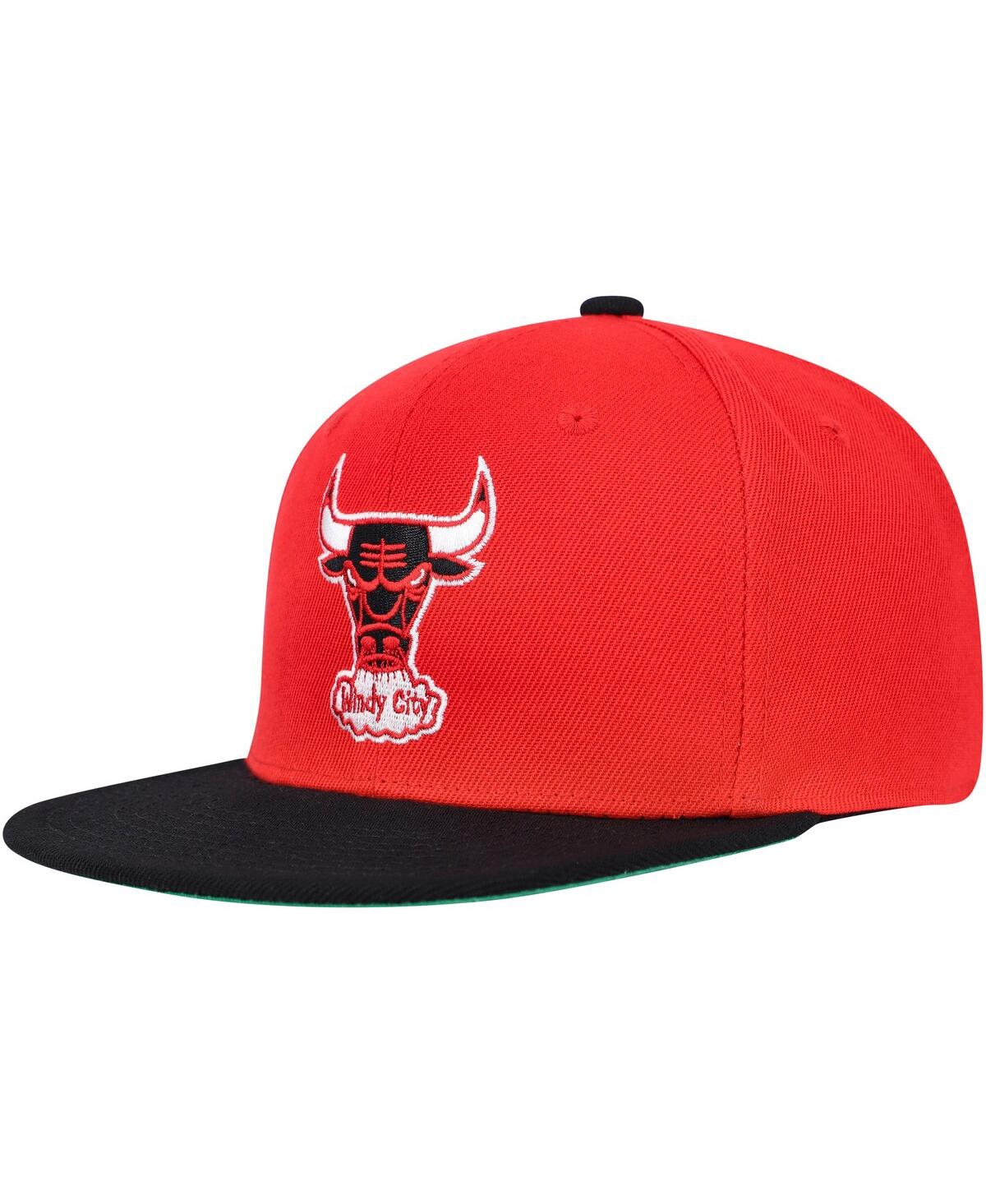 Mitchell & Ness Kids' Big Boys And Girls  Red, Black Chicago Bulls Two-tone Snapback Hat In Red,black