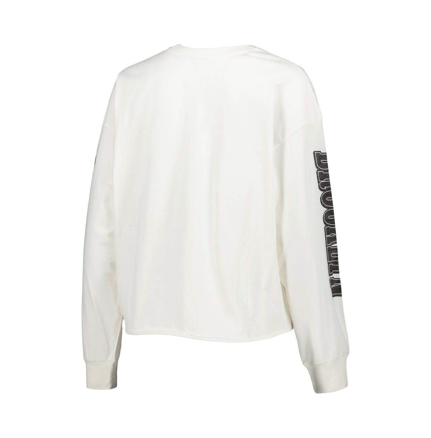 Женская футболка '47 Brand Cream Brooklyn Nets Parkway Brush Back Long Sleeve Cropped — фото 4